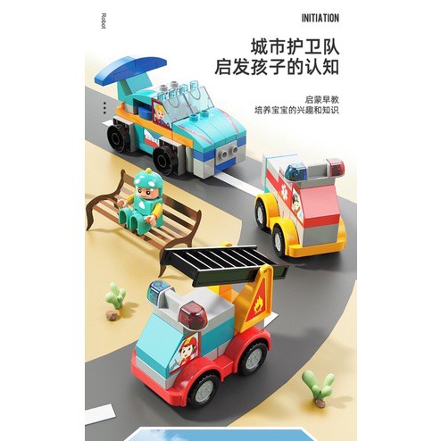 Xếp hình lắp ghép ô tô, robot size duplo (Fello chính hãng)
