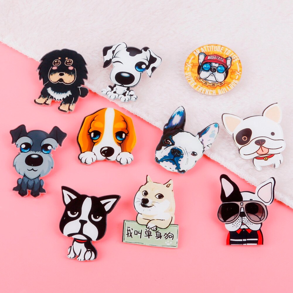 Ghim cài áo acrylic hình chó cưng bago shiba inu gấu xi hu huqi độc đáo dễ thương