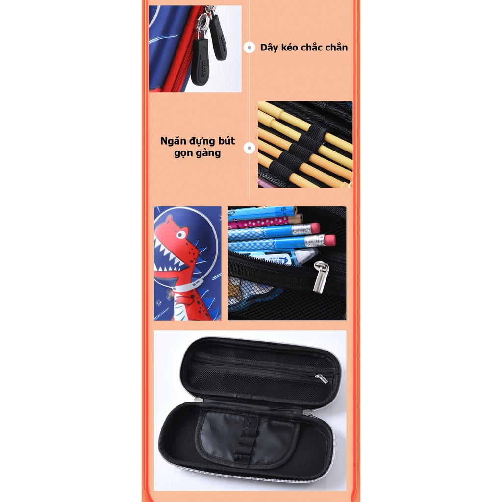 Hộp Bút Họa Tiết In Nổi 3D Sinh Động, Siêu Nhẹ, Chống Thấm Nước, dành cho bé trai và bé gái - NKHB01