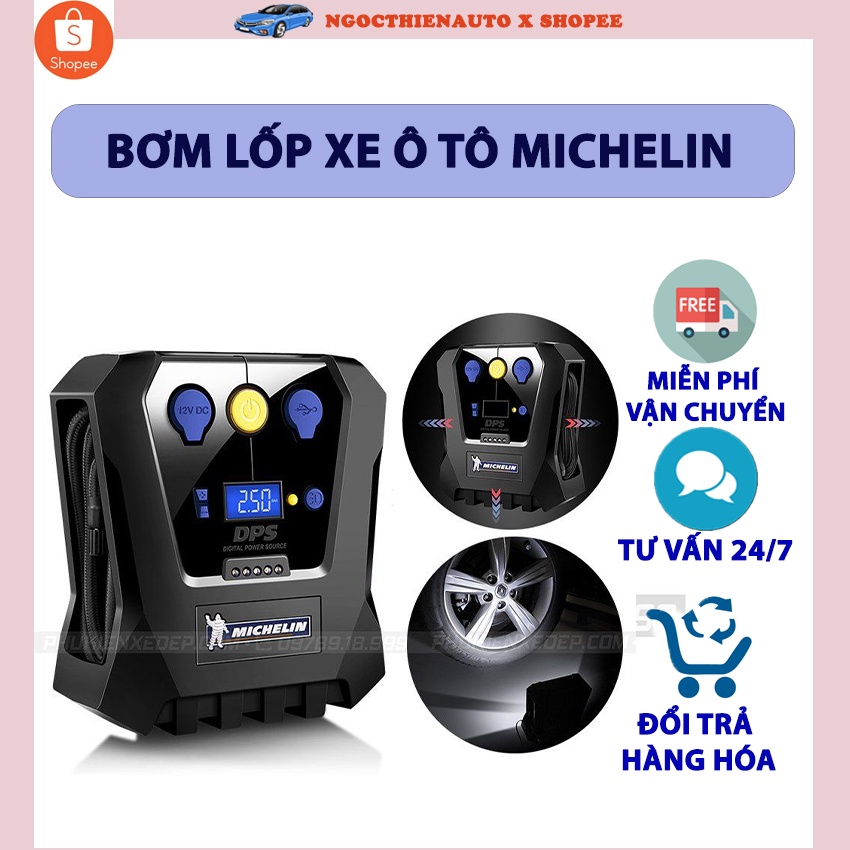 Bơm lốp xe ô tô Michelin ⚡BẢN MỚI NHẤT - FREESHIP⚡ 4398ML 12266 tự ngắt - Chính hãng BẢO HÀNH 12 tháng