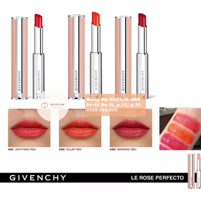 [Auth] Son Dưỡng đỏ hồng Givenchy Le Rose Perfecto 301 Soothing Red Lip Balm - HÀNG NHẬP NGUYÊN ANH