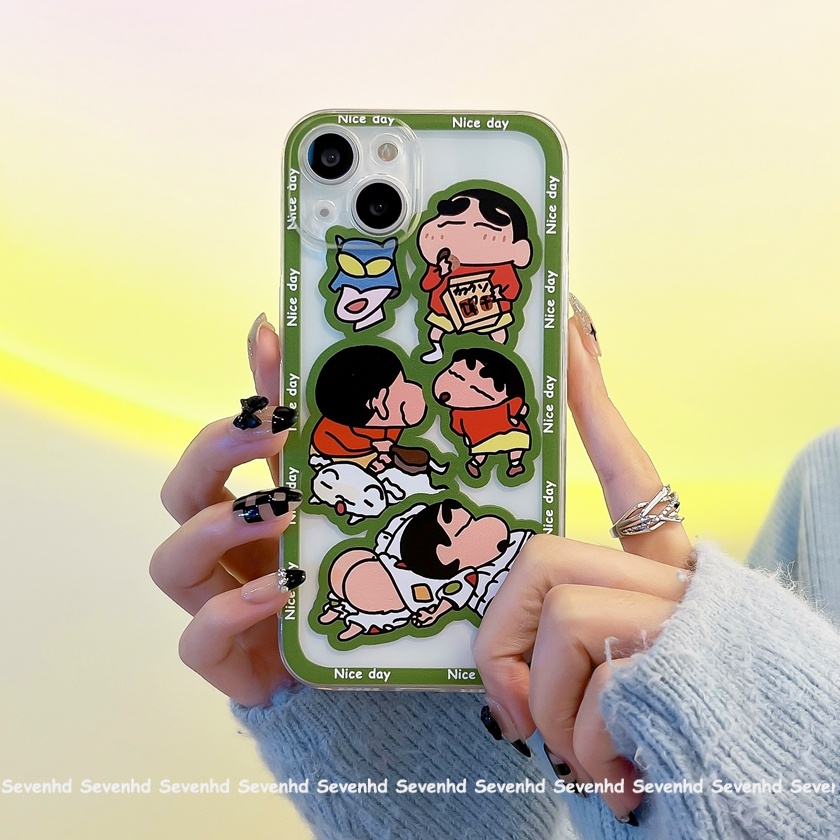 Ốp Điện Thoại Họa Tiết Hoạt Hình Cậu Bé Bút Chì Cho iPhone 13 12 11 Pro Max SE2020 X XR Xs Max 7 8 6 6s Plus