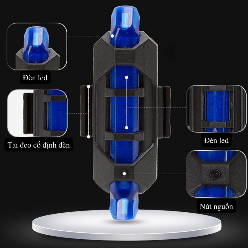 Đèn xe đạp thể thao 3 chế độ led siêu sáng có còi to pin sạc USB chống nước cao cấp