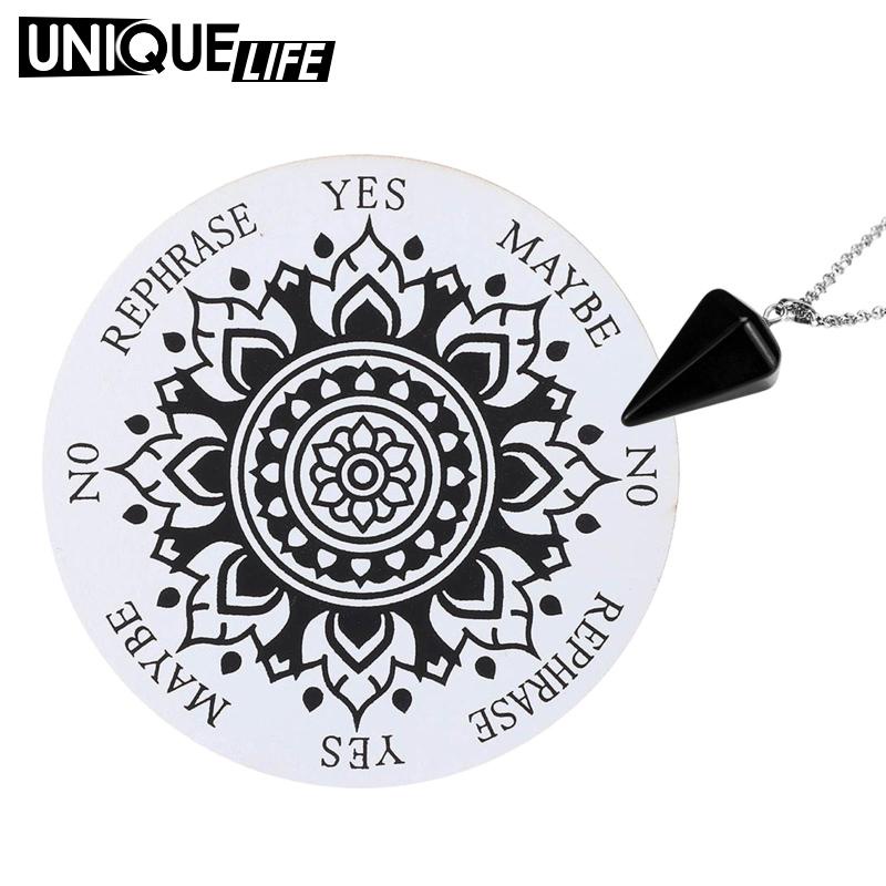 Bảng con lắc in họa tiết ngôi sao kèm chuỗi dây có mặt dây màu đen