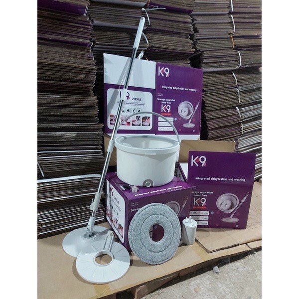 Chổi lau nhà tách nước bẩn k9 thông minh ,Bộ cây lau nhà 360 độ có thùng vắt xoay tròn