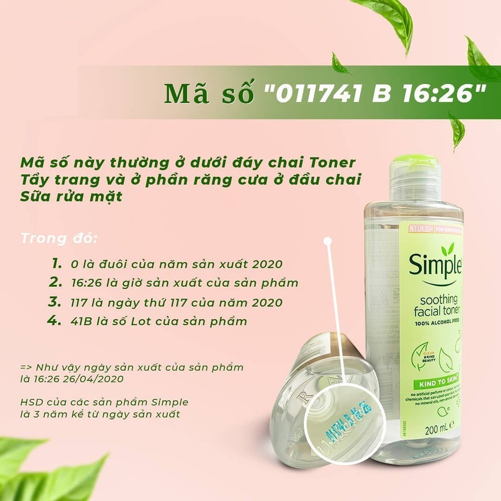 [Hàng chính hãng, có tem phụ] Nước tẩy trang dịu nhẹ Simple 200ml làm sạch nhẹ nhàng cho mọi làn da và cả da nhạy cảm