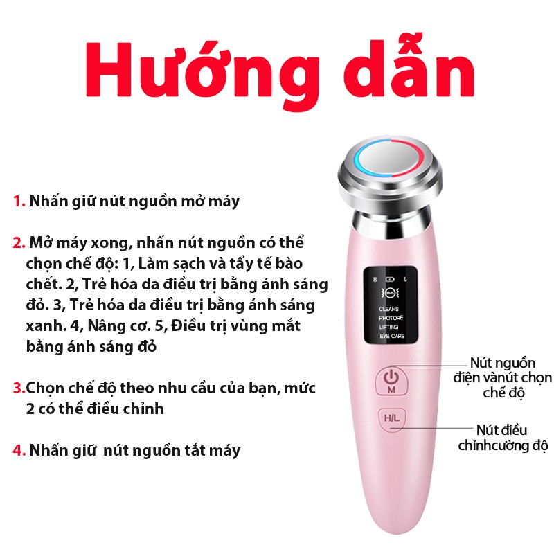 Dụng cụ làm đẹp gia đình - Máy massage ion âm và ion dương - Máy massage mặt cầm tay - dụng cụ rửa mặt nam và nữ