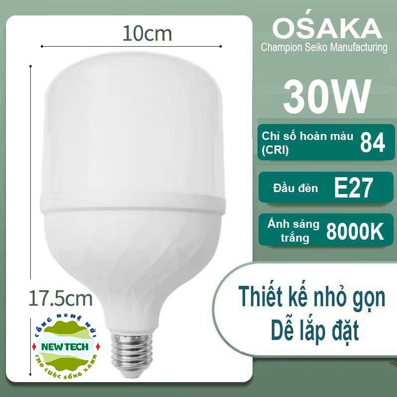 Bóng Đèn LED Trụ Tròn 50w, 30w, 20w Ánh Sáng Trắng Siêu Sáng OSAKA
