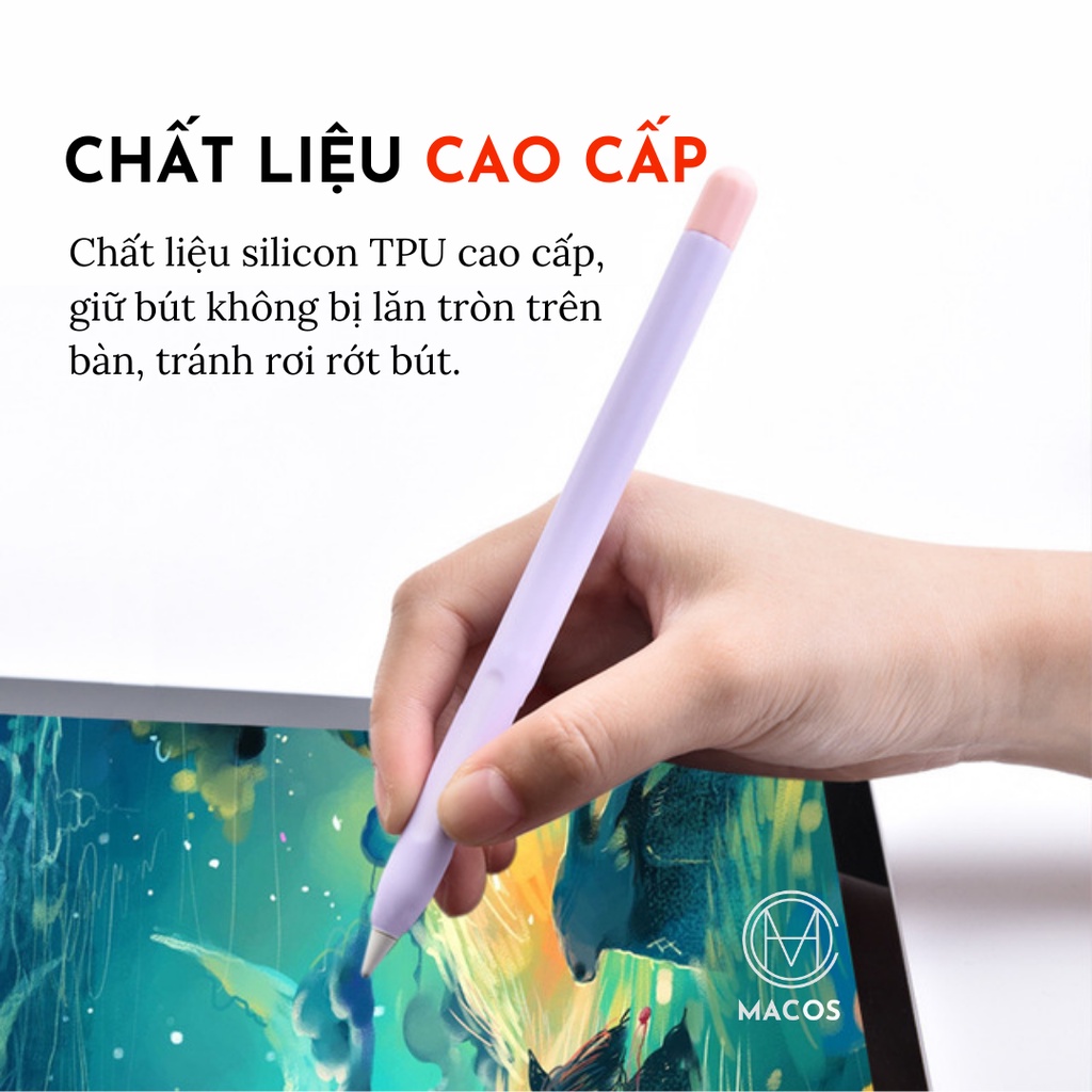 Vỏ bao ốp silicon, case cho Apple Pencil 1 và Pencil 2 - Macos cover loại 1 (AP05)