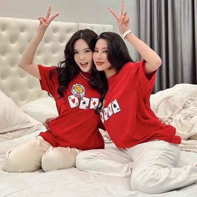 Áo phông suông đỏ cotton hình lá bài hot hit chất đẹp l1 ql mh pl