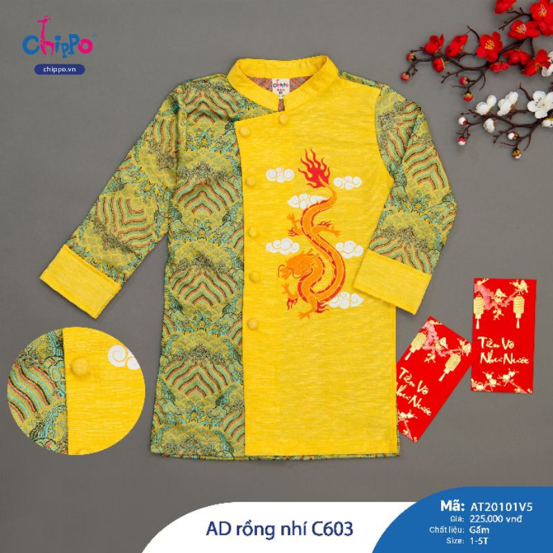 Áo dài cách tân Chippo mẫu Rồng nhí bé trai