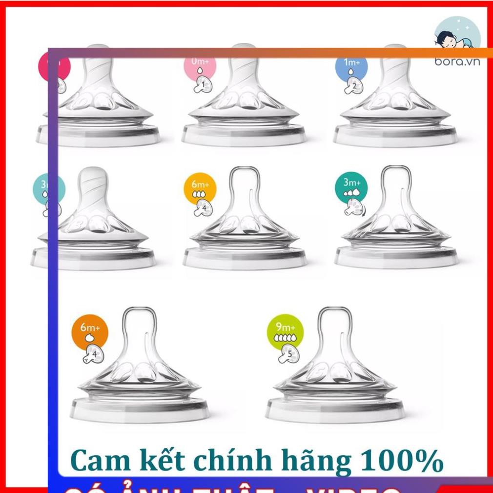 Núm ti AVENT NATURAL cổ rộng, núm ty chính hãng Philip Avent, silicone siêu mềm, an toàn cho bé