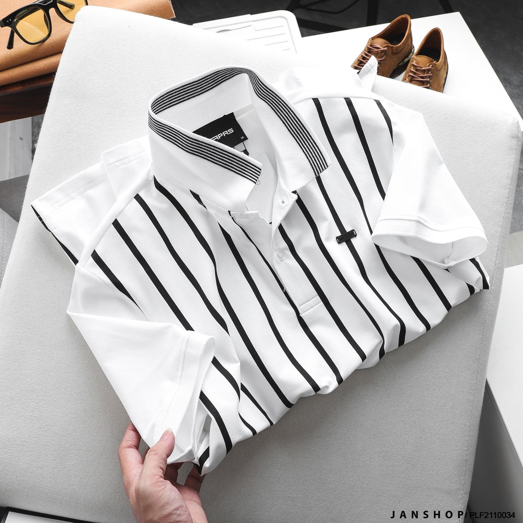 Áo Polo Fapas Kẻ Sọc Phong Cách Bóng Chày Năng Động, Trẻ Trung