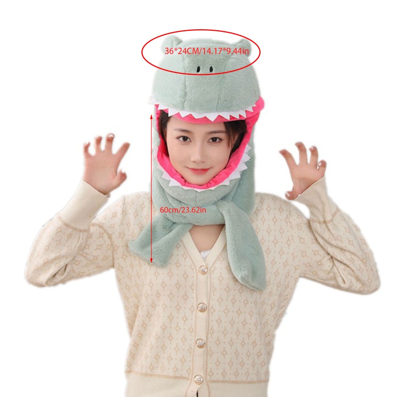 Mũ Trùm Đầu Và Khăn Choàng Cổ Hình Khủng Long Hoạt Hình Đáng Yêu Dành Cho Các Hoạt Động