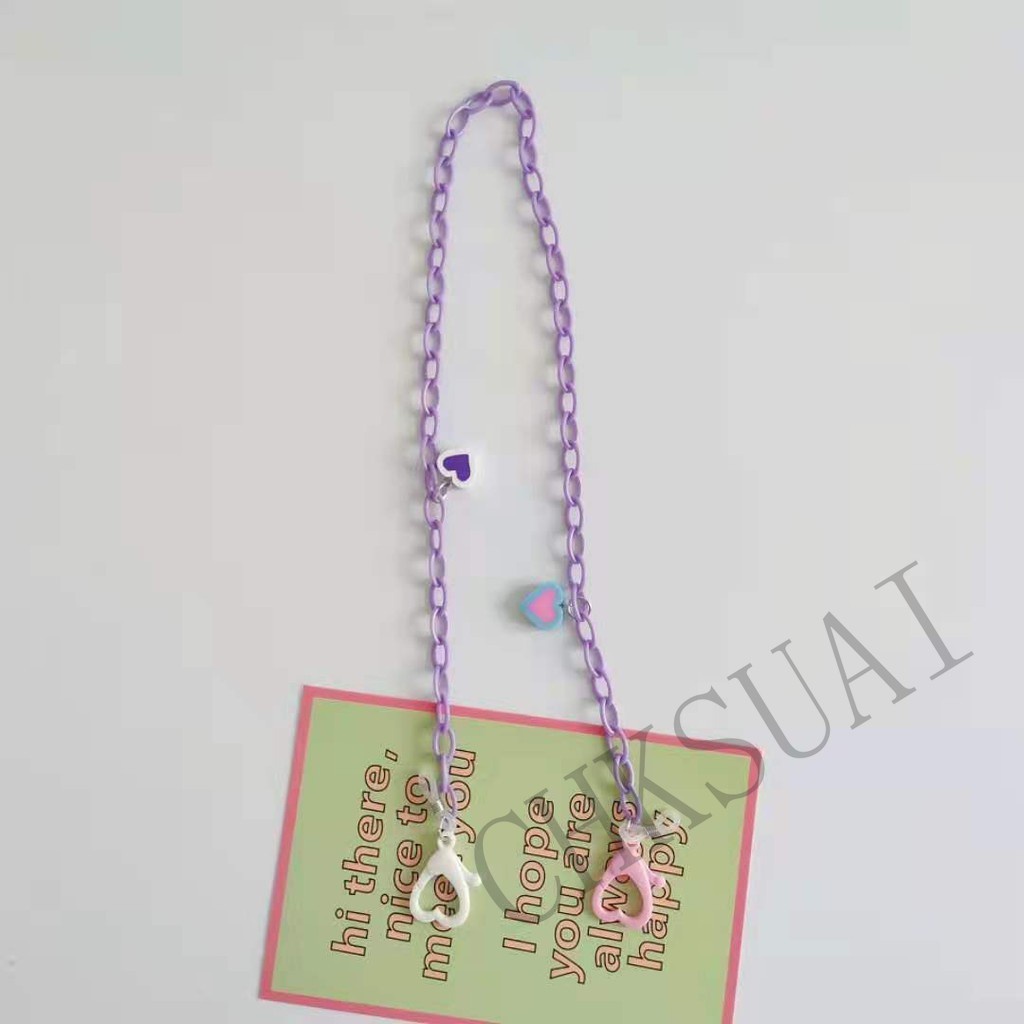 Dây chuỗi đeo mắt kính khẩu trang mặt hình trái tim bằng acrylic màu sắc ngọt ngào sáng tạo