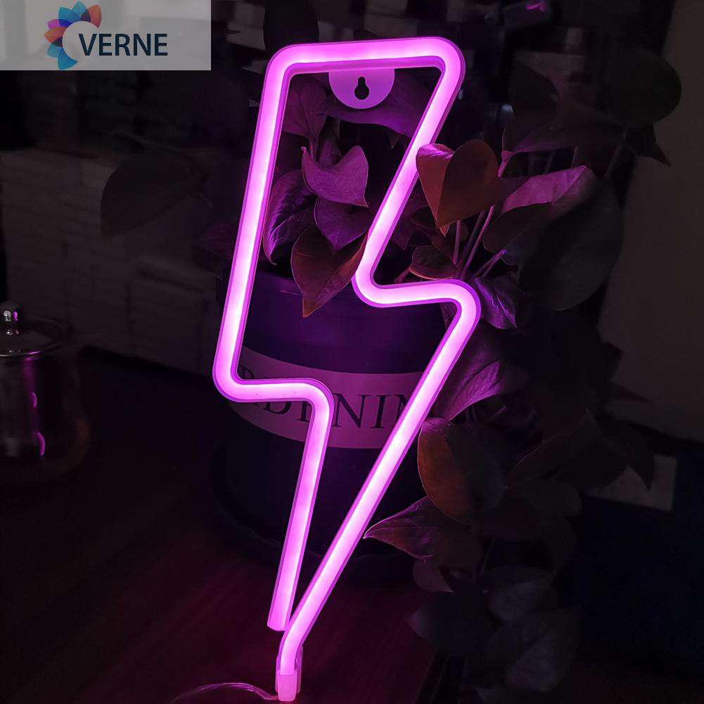 Đèn Led Neon Hình Tia Chớp Sạc Usb Dùng Trang Trí Bàn Làm Việc