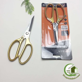 Kéo Nhật cán vàng, lưỡi thép cao cấp 22cm - kéo cắt đồ ăn, cắt xương gà, kéo làm cá