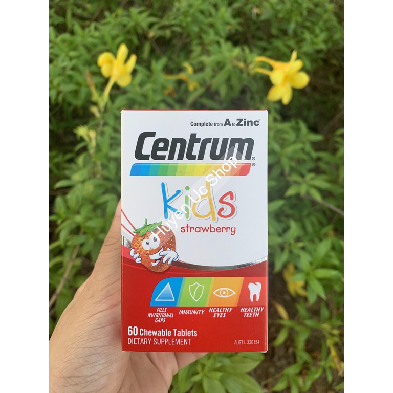 Vitamin Tổng Hợp Cho Trẻ Centrum Kids Strawberry 60V Hàng Úc đủ bill bổ sung đầy đủ vitamin, khoáng chất cho trẻ trên 3