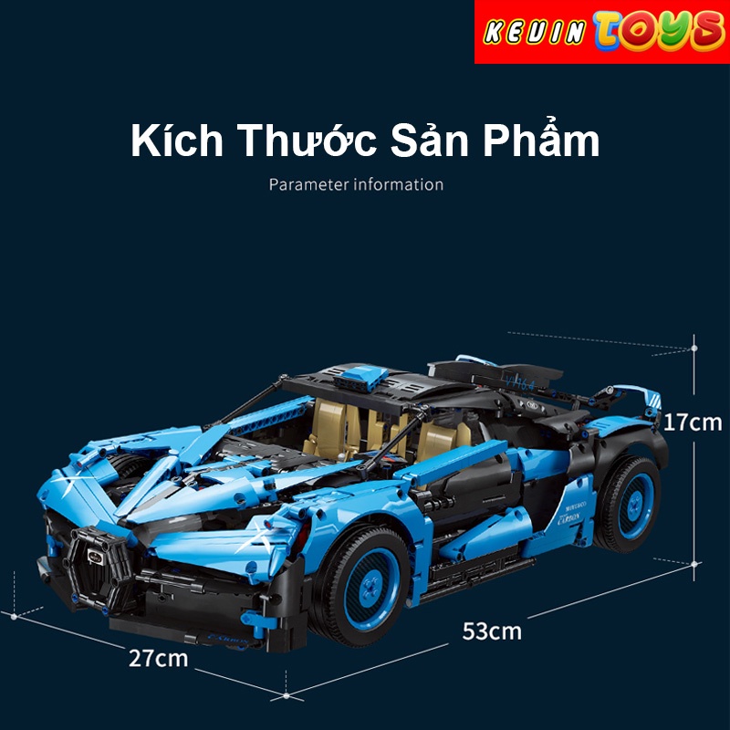 Đồ Chơi Lắp Ráp Kiểu LEGO Technic Xe Điều Khiển Từ Xa Mô Hình Siêu Xe Bugatti Chiron No.88008 Với 3101 Mảnh Ghép