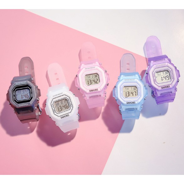 ĐỒNG HỒ THỂ THAO NỮ SHHORS VUÔNG DÂY TRONG SUỐT D337 PHONG CÁCH HÀN QUỐC | BigBuy360 - bigbuy360.vn