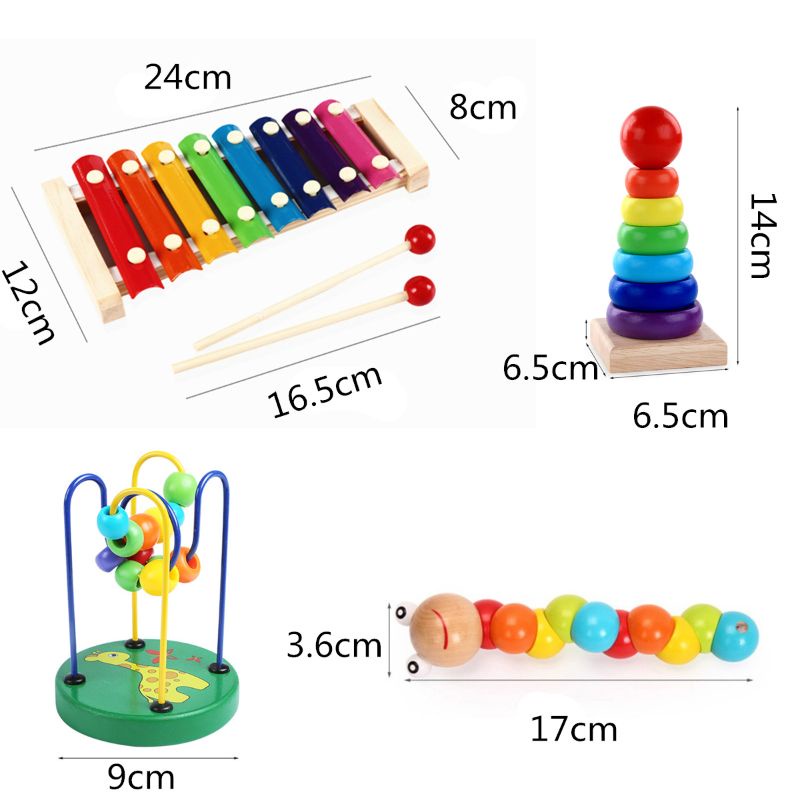 Đồ chơi xếp hình bằng gỗ nhiều màu sắc dùng giáo dục sớm tiện lợi cho bé
