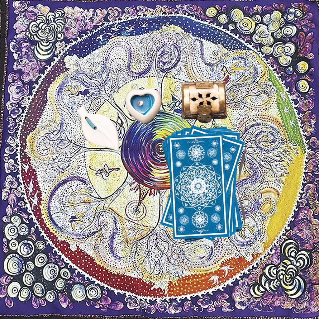 Khăn Trải Bàn Thẻ Bài Tarot Hình Vuông Nhiều Màu Sắc