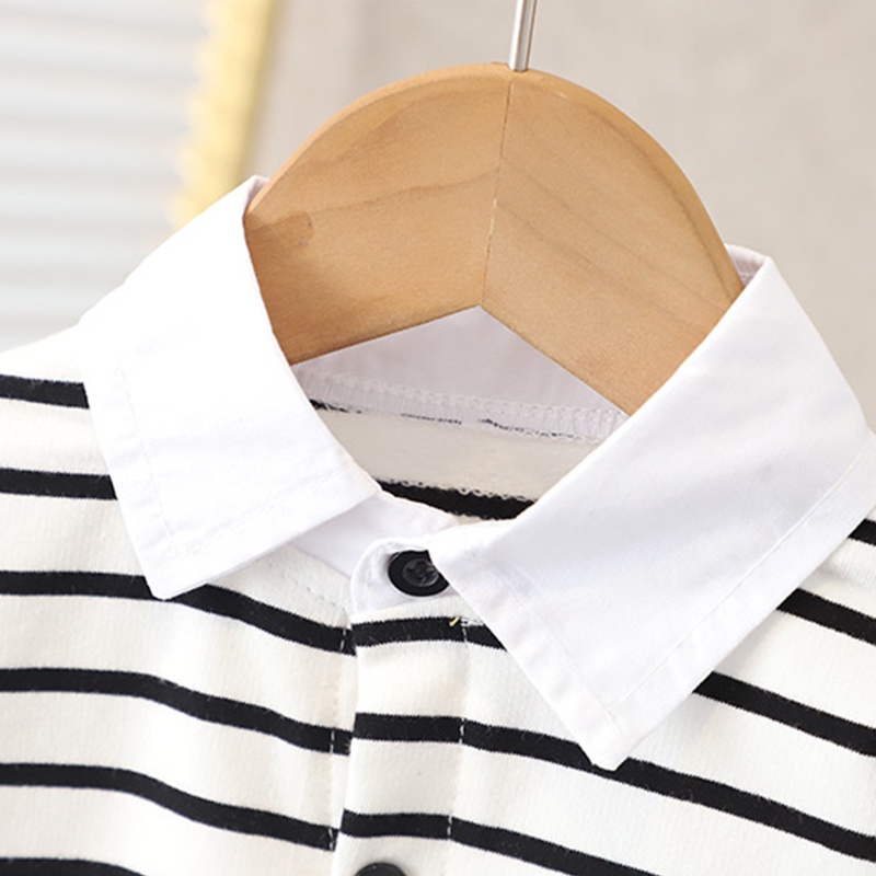 Áo Sơ Mi Tay Dài Kẻ Sọc Thời Trang Cho Bé Trai 1-6 Tuổi