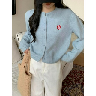 68443 Áo len Cardigan dệt kim dáng rộng thêu trái tim dành cho nữ