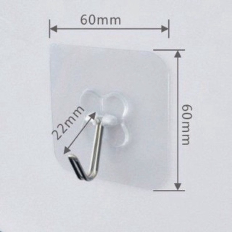Móc Dán Tường Siêu Dính Trong Suốt Chịu Lực Tốt Treo Lưới Trang Trí Chắc Chắn 6x6cm