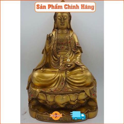 Tượng Phật Bà Quan Âm Bồ Tát Ngồi; Chất Liệu bằng đồng vàng