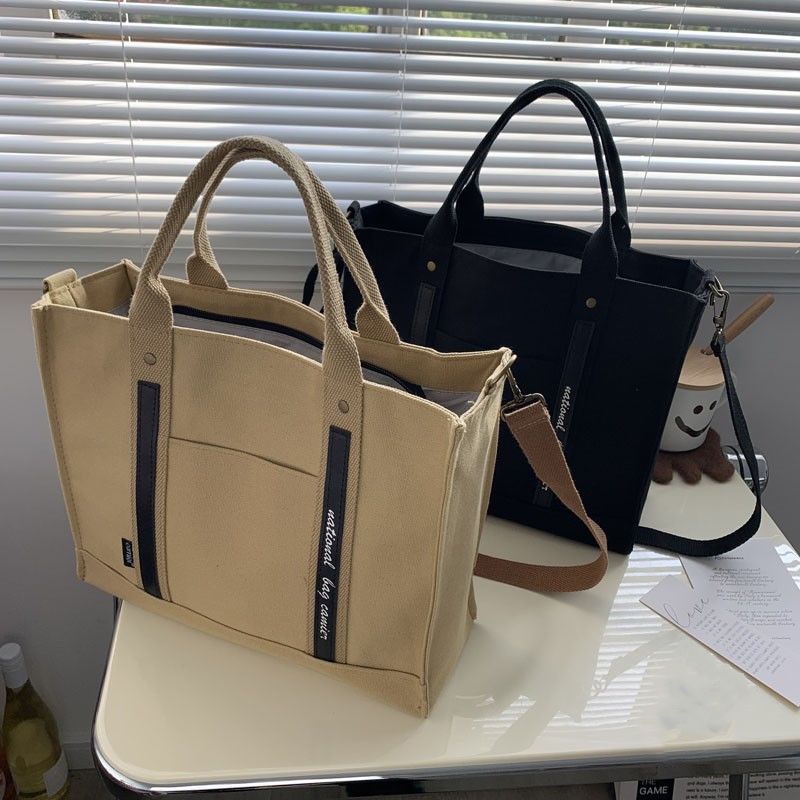 Túi Xách Đeo Vai / Xách Tay Bằng Vải Canvas Dày Dặn Phong Cách Nhật Bản Dành Cho Học Sinh