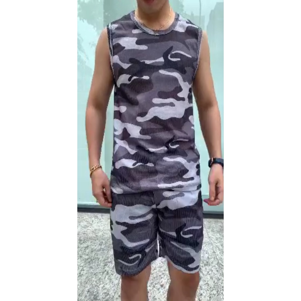 Bộ Quần Áo Nam Ba Lỗ Rằn Ri Camo Thể Thao Năng Động Cực Chất Siêu Hot 2021