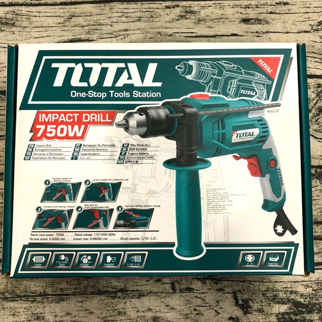 Máy khoan động lực cầm tay Total TG108136E, 750W, 2.4kg, 1.5-13mm
