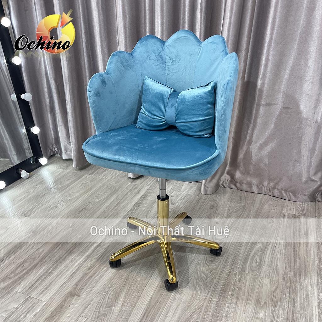Ghế Trang Điểm Xoay, Ghế Xoay Học Sinh Bánh Xe Chân Vàng Sao Cao Cấp Mẫu Vương Miện Sang Chảnh (Hình Thật Shop Ch