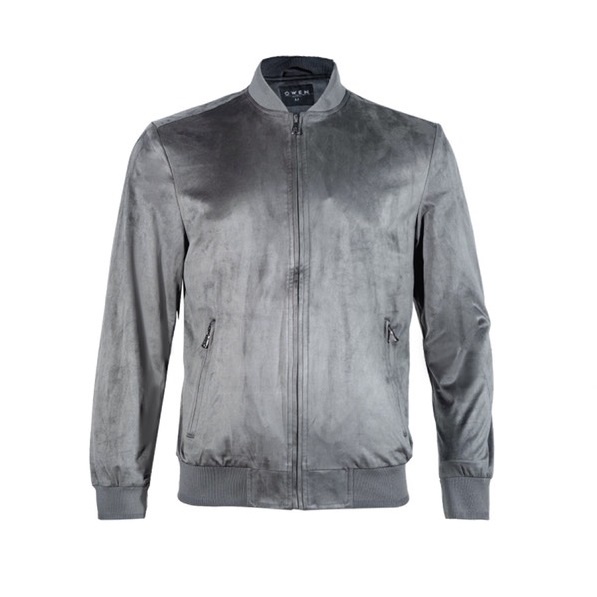 Áo Khoác Bomber Nam Owen JK220716 Jacket Dáng suông Bo Cổ Tay Và Gấu Trẻ Trung Màu Ghi Đậm Vải Polyester Cao Cấp