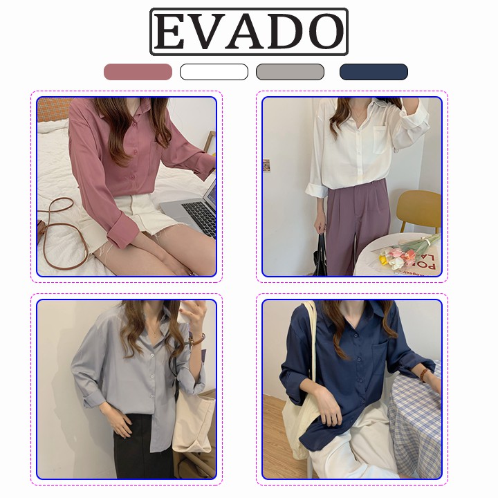 Áo sơ mi nữ kiểu công sở dài tay đẹp form rộng phong cách ulzzang EVADO SM01 | BigBuy360 - bigbuy360.vn