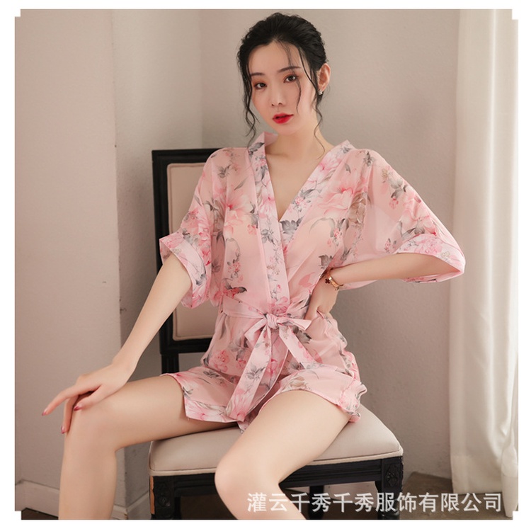 Váy ngủ xuyên thấu gợi cảm kiểu áo choàng kimono hàng nhập cao cấp G70