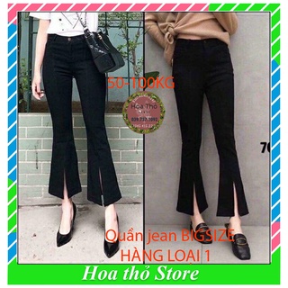 QUẦN JEAN BIGSIZE (35-100kg) hàng dày dặn ,Quần Bò Ống Loe Xẻ Gấu Trước Cạp Cao Siêu Tôn Dáng HÀNG THIẾT KẾ LOẠI 1