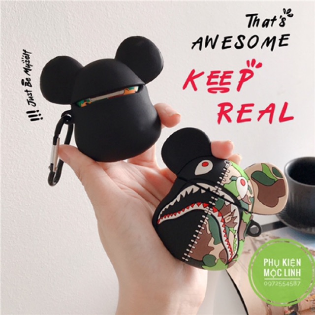 Tặng kèm móc treo - Case Airpod 1 | 2 | Pro | Pro 2 2022 Vỏ bao AirPods silicon đựng tai nghe không dây Bearbrick