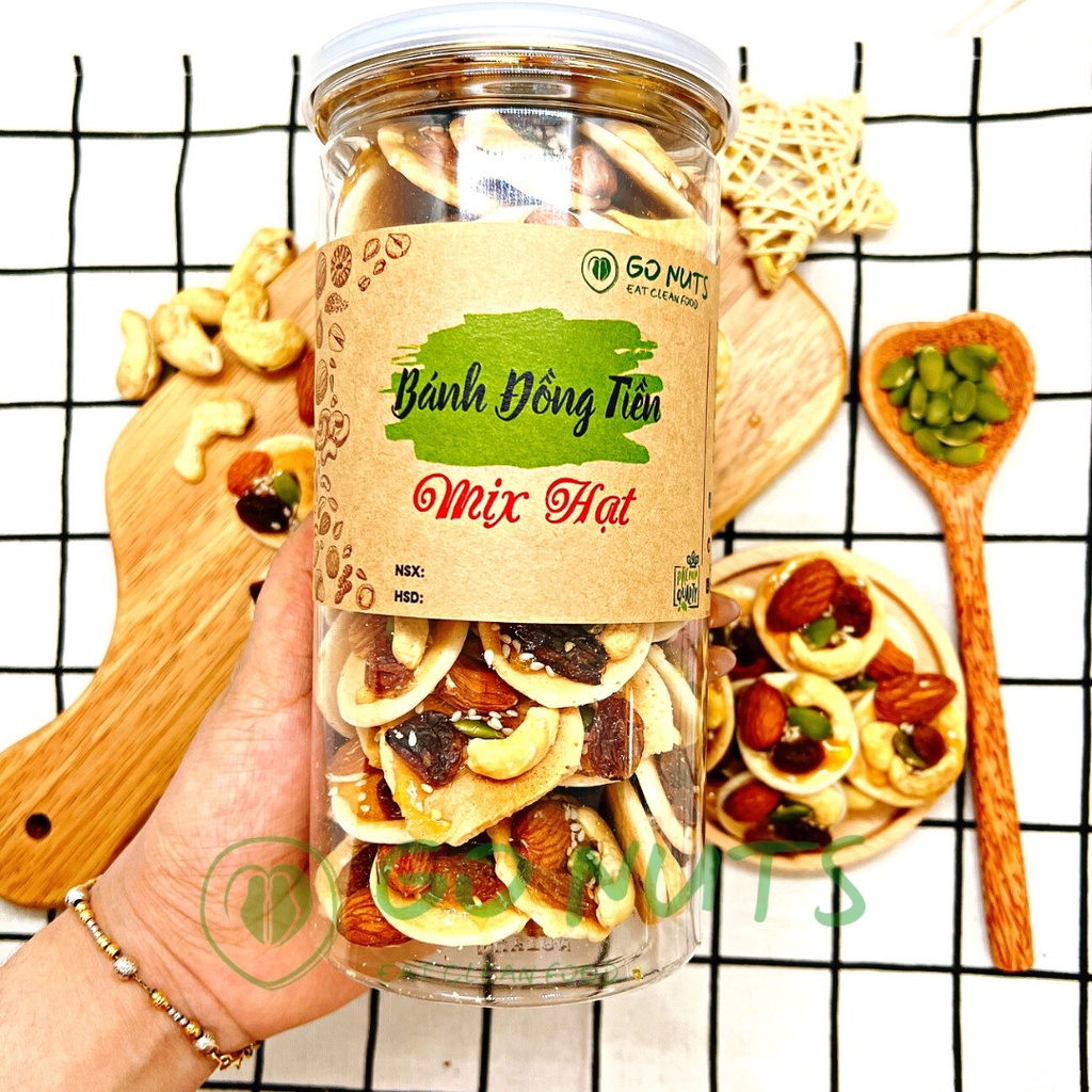 Bánh đồng tiền GO NUTS mix hạt dinh dưỡng Bánh ăn kiêng hỗ trợ giảm cân bánh ngũ cốc bánh healthy thuần chay thực dưỡng