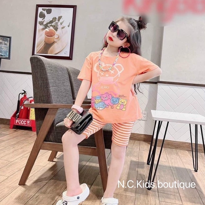 Bộ bé gái, bộ Cotton in hình cho bé gái