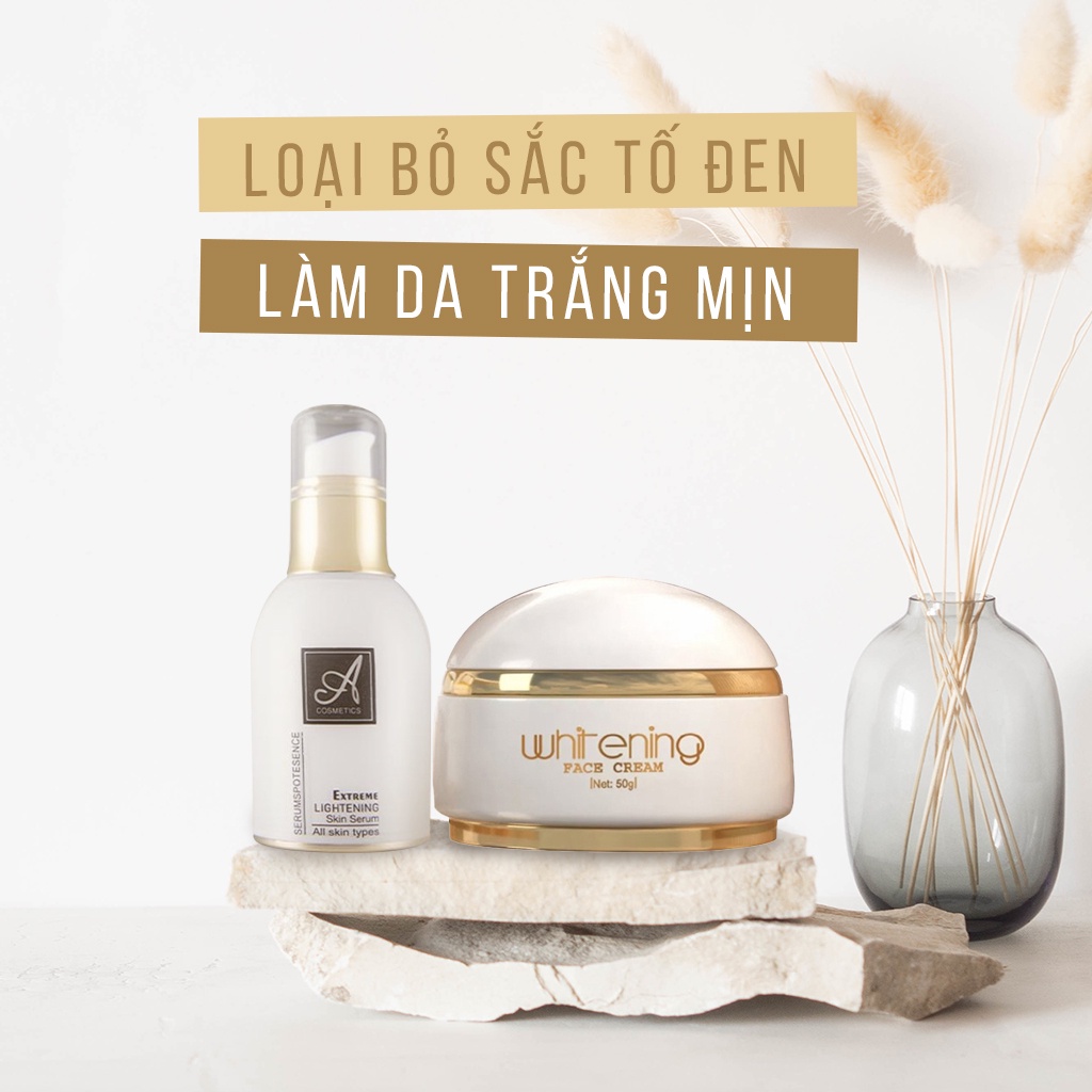 Bộ combo dưỡng trắng da mặt, kem face pháp &amp; Serum Spot Huyết Thanh A Cosmetics - Beauty at home