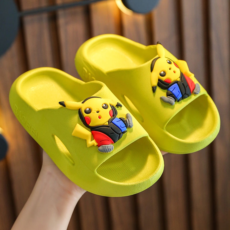 Pokemon slippers kids slippers Indoor non-slip summer boys and girls Quick drying at home cartoon Pikachu slippers Baby parent-child sandals and slippers Baby fashion children's shoes