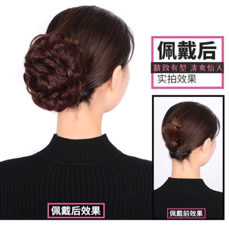 Tóc Giả Dạng Kẹp Kiểu Búi Lông Xù Cho Nữ