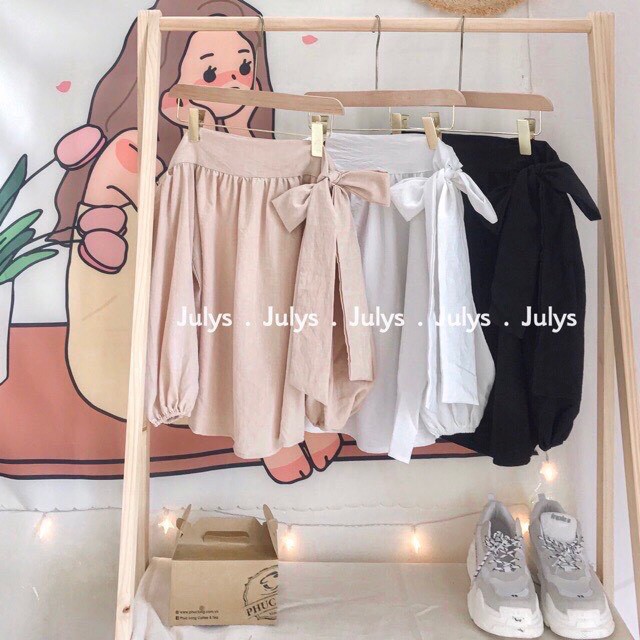 [Ảnh thât] Áo đũi trễ vai thắt nơ siêu xinh