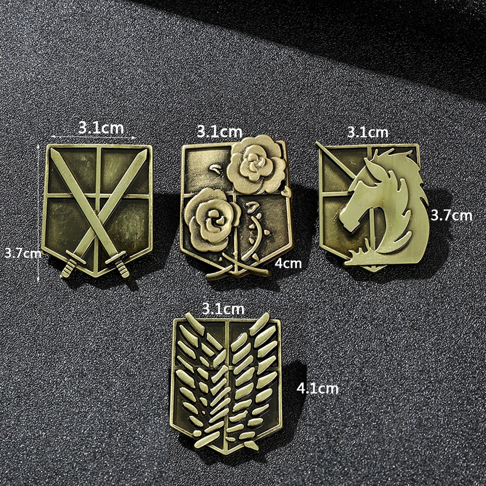 [13 MẪU] Pin cài áo Attack On Titan huy hiệu quân trinh sát/ quân cảnh vệ/ quân đồn trú/ học viện đào tạo - GC237