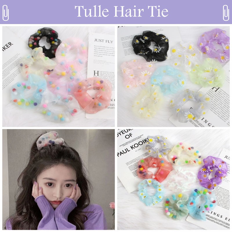 Hair ring hair accessories Korea cute girls Flower headband soft chiffon double layer silk lace fashion decoration hairpin headband Large rubber band