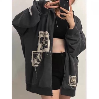 (HÀNG LOẠI 1) Áo Khoác Jacket Hoodie Zip Màu Xám Đen Hoạ Tiết Siêu Ngầu Nam Nữ