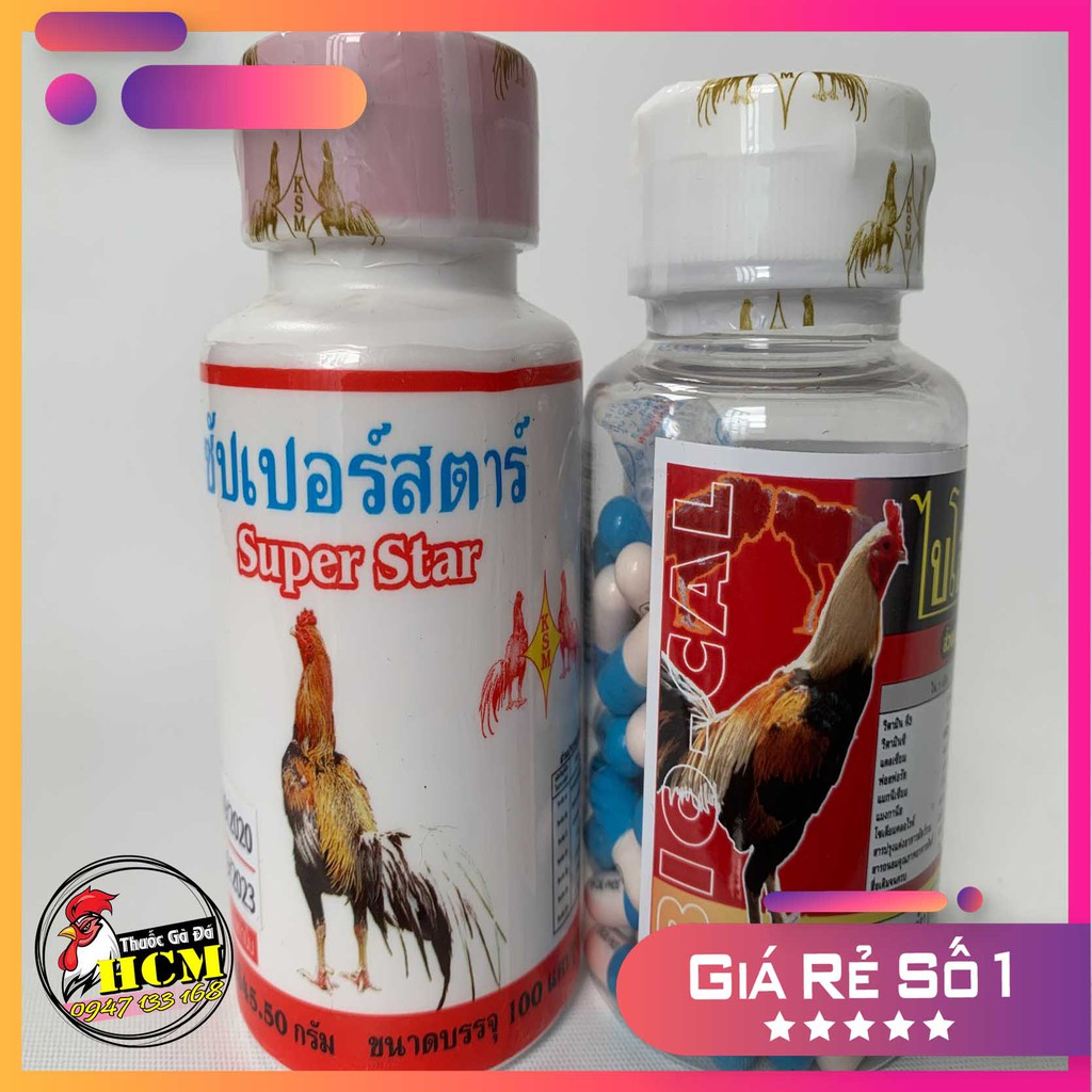 Combo Bio Cal - Super Star Bộ Thuốc Nuôi Gà Đá Giúp Mau Sung Tăng Cơ Bắp Bổ Gân Gối