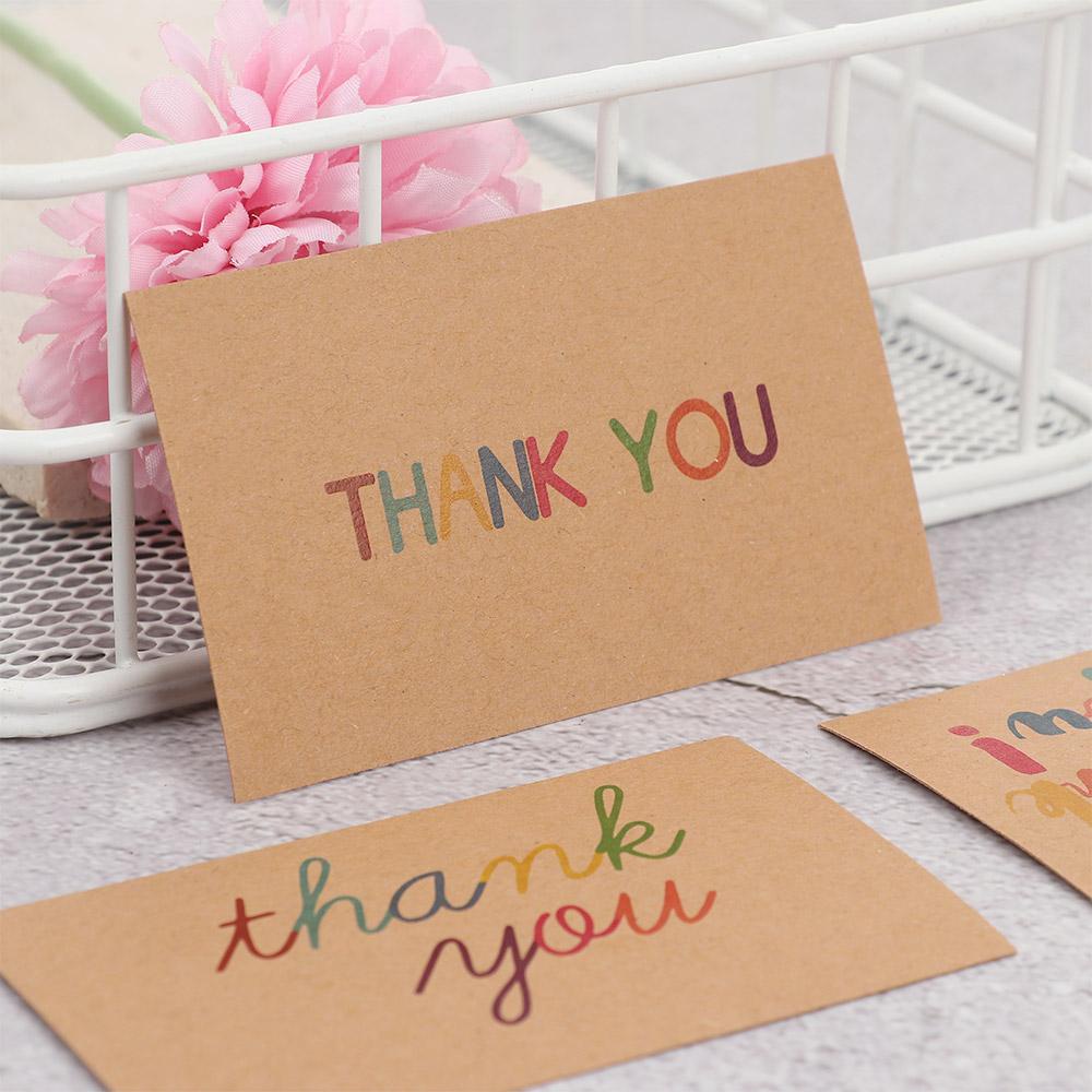 Set 24 / 30 Tấm Thẻ Giấy Kraft Trắng / Trắng In Chữ Thank You Dùng Để Trang Trí Thiệp